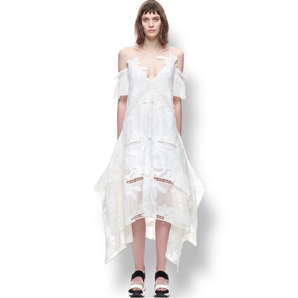 NWT Self-Portrait White Embroidered Dress. Sz 6 - Picture 4 of 11